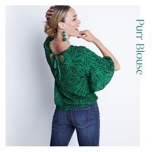 CAbi Emerald Purr Blouse